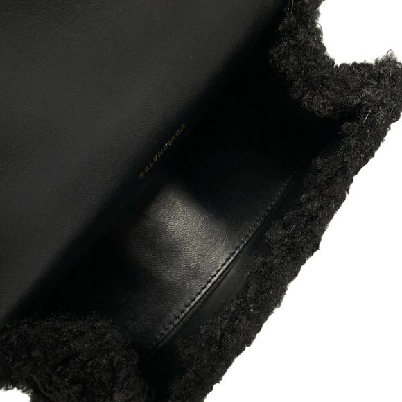 Auth BALENCIAGA Hour Glass 676384 Black Wool Handbag - Picture 15 of 16